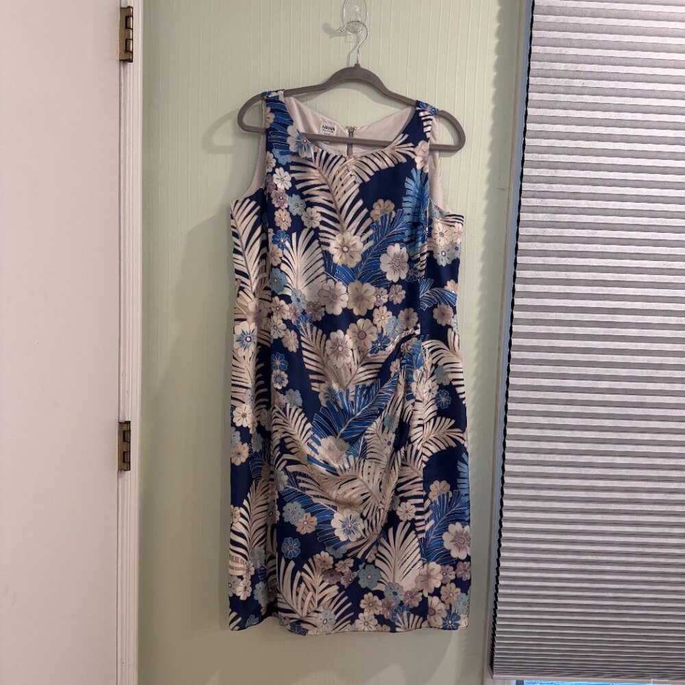 💙 Armani Collezioni Blue Floral Silk Dress | Size 14 | Made in Italy |